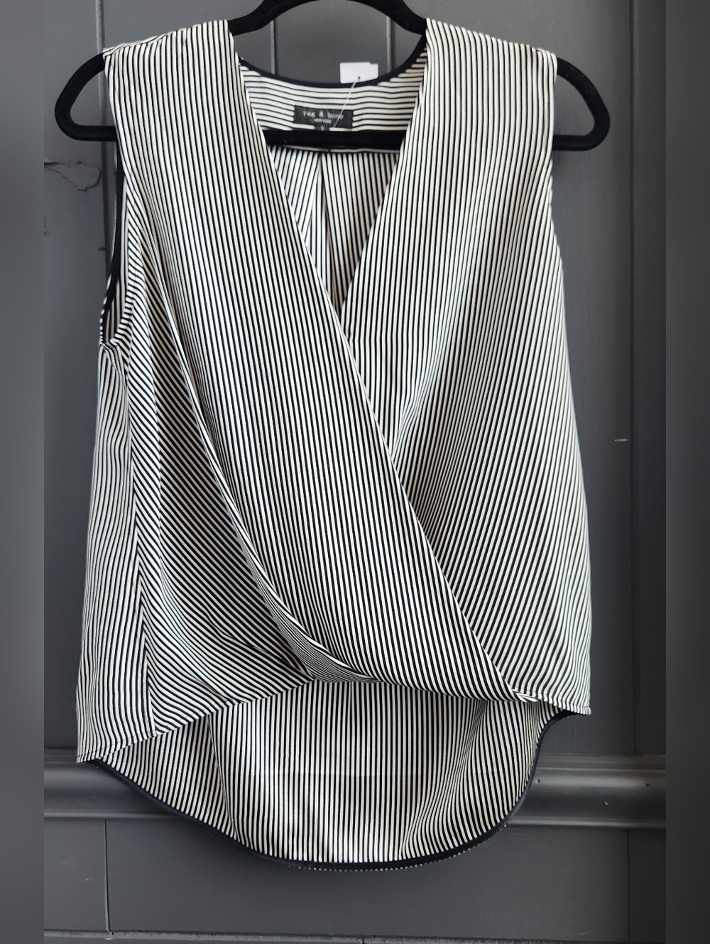 Rag and Bone Black and White Striped Sleeveless Top